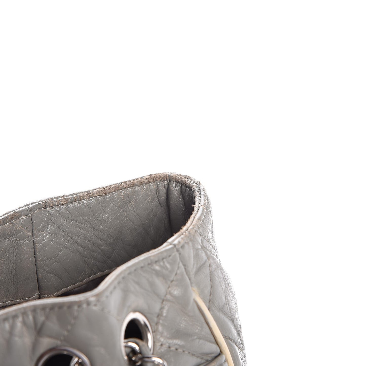 Glazed Lambskin Quilted Large North South Tote Grey