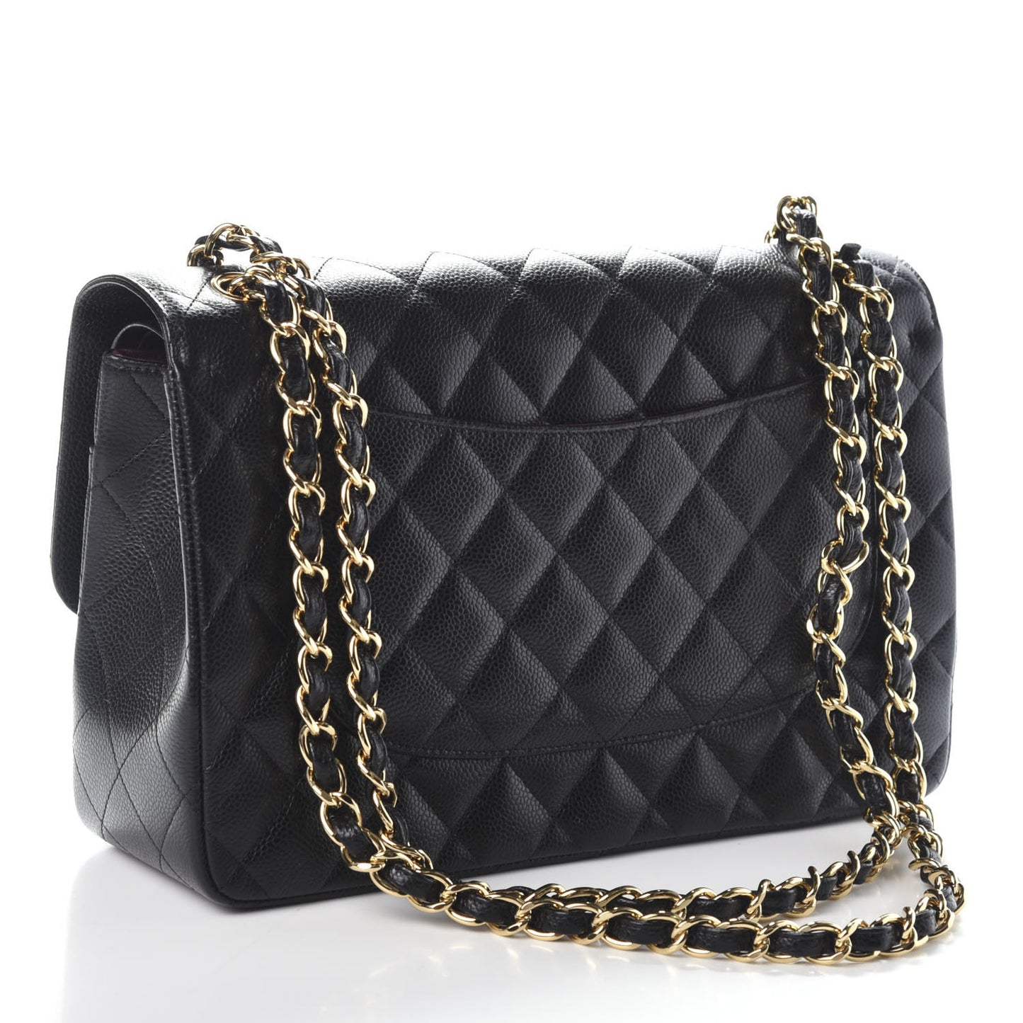 Caviar Quilted Jumbo Double Flap Black
