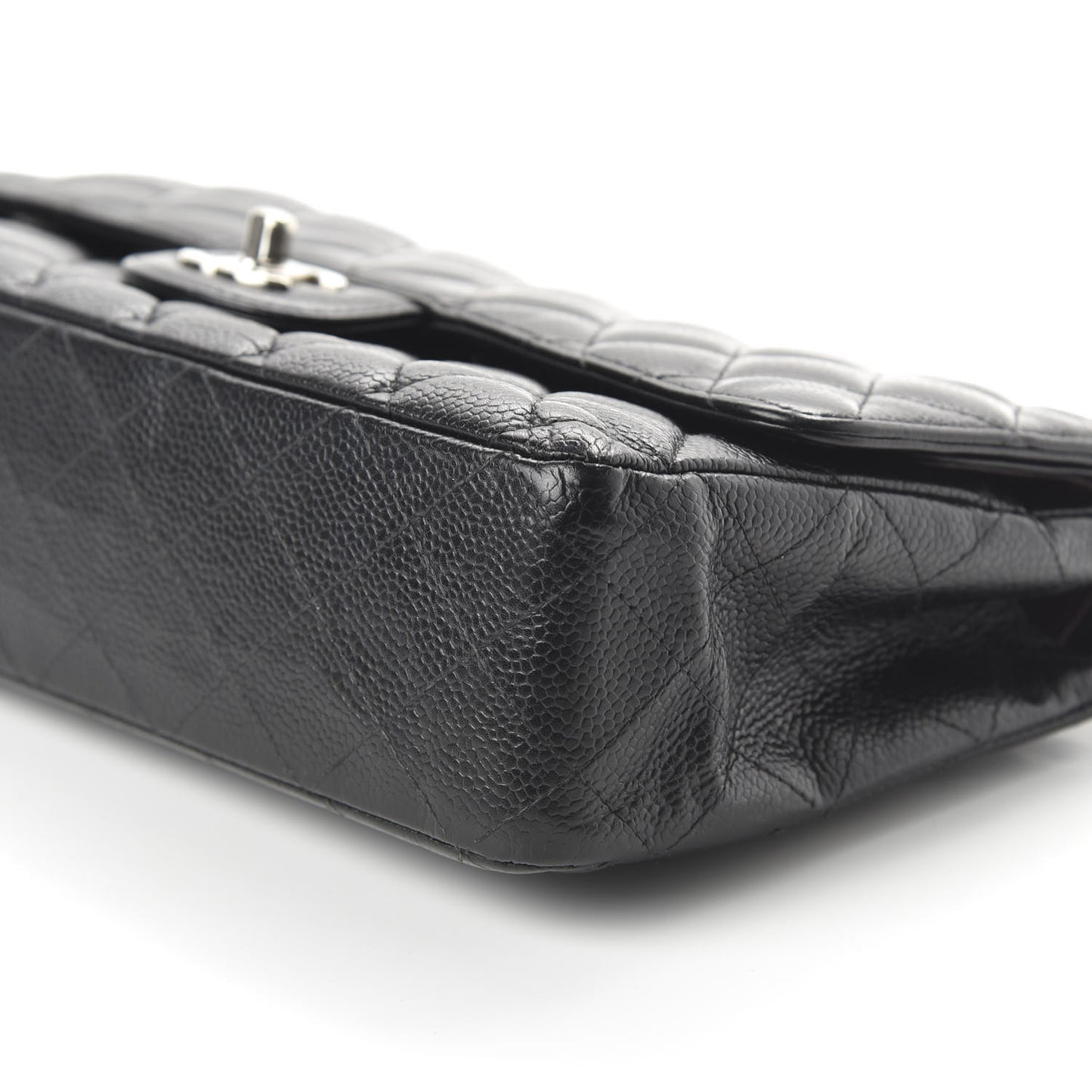 Caviar Quilted Medium Double Flap Black