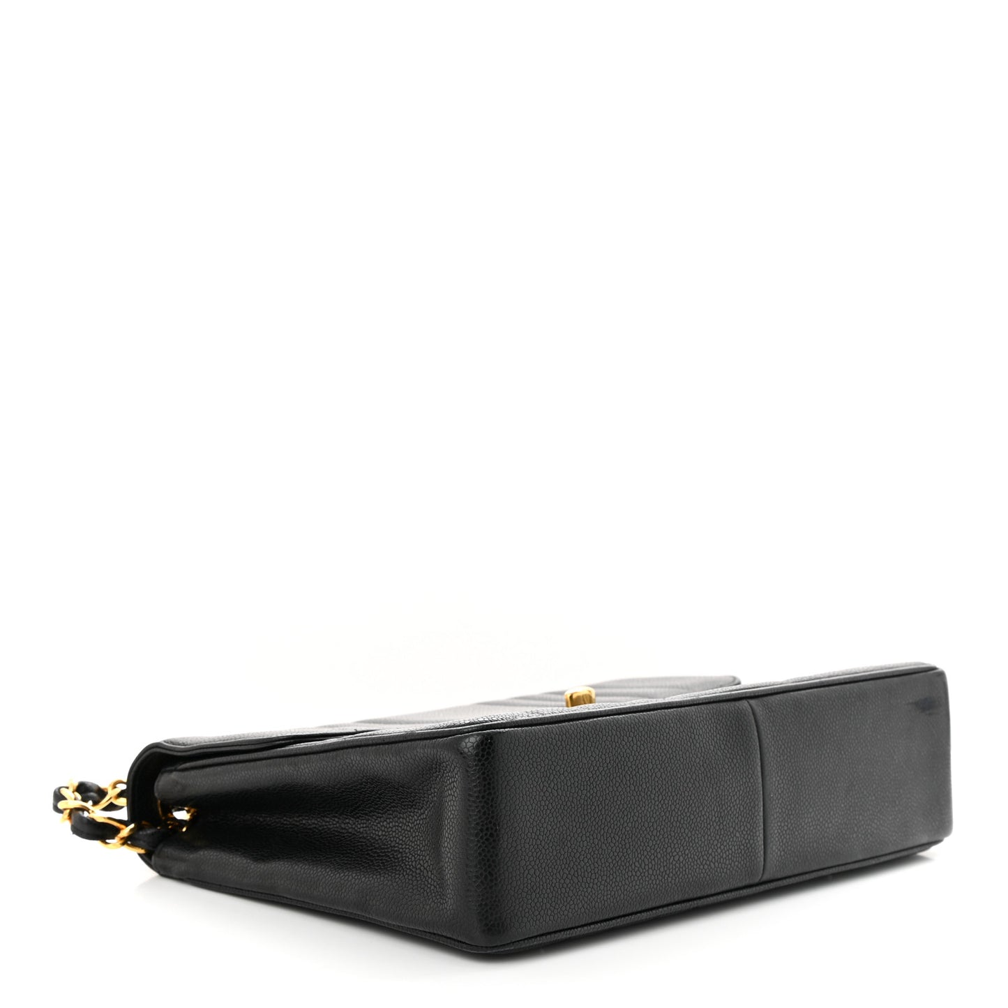 Caviar Vertical Quilt Jumbo Single Flap Black
