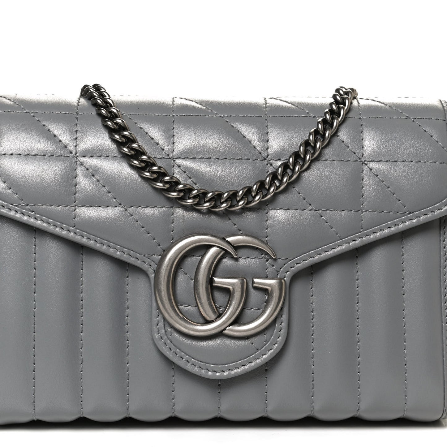 Calfskin Matelasse Aria GG Marmont Chain Wallet Deep Grey