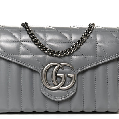Gucci Calfskin Matelasse Aria GG Marmont Chain Wallet Deep Grey 8 of 12