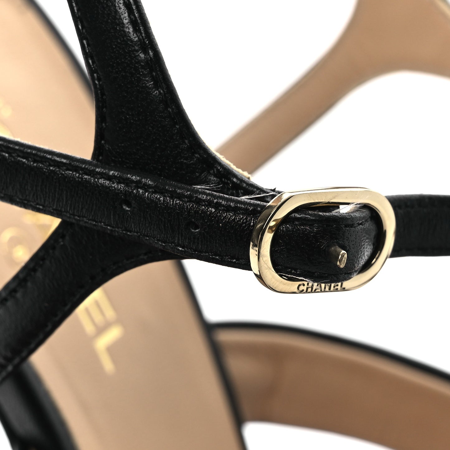 Lambskin Chain Strap Sandals 40 Black