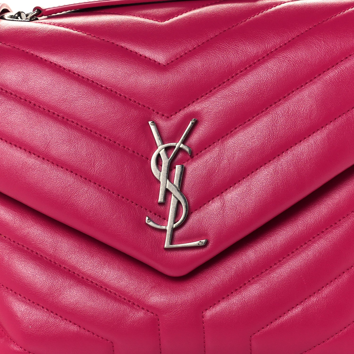 Saint Laurent Calfskin Y Quilted Monogram Medium Loulou Chain Satchel Freesia 8 of 10