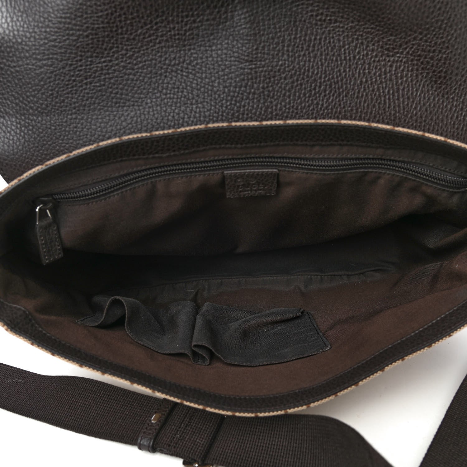 Gucci Monogram Large Flap Messenger Bag Beige Dark Brown 4 of 4
