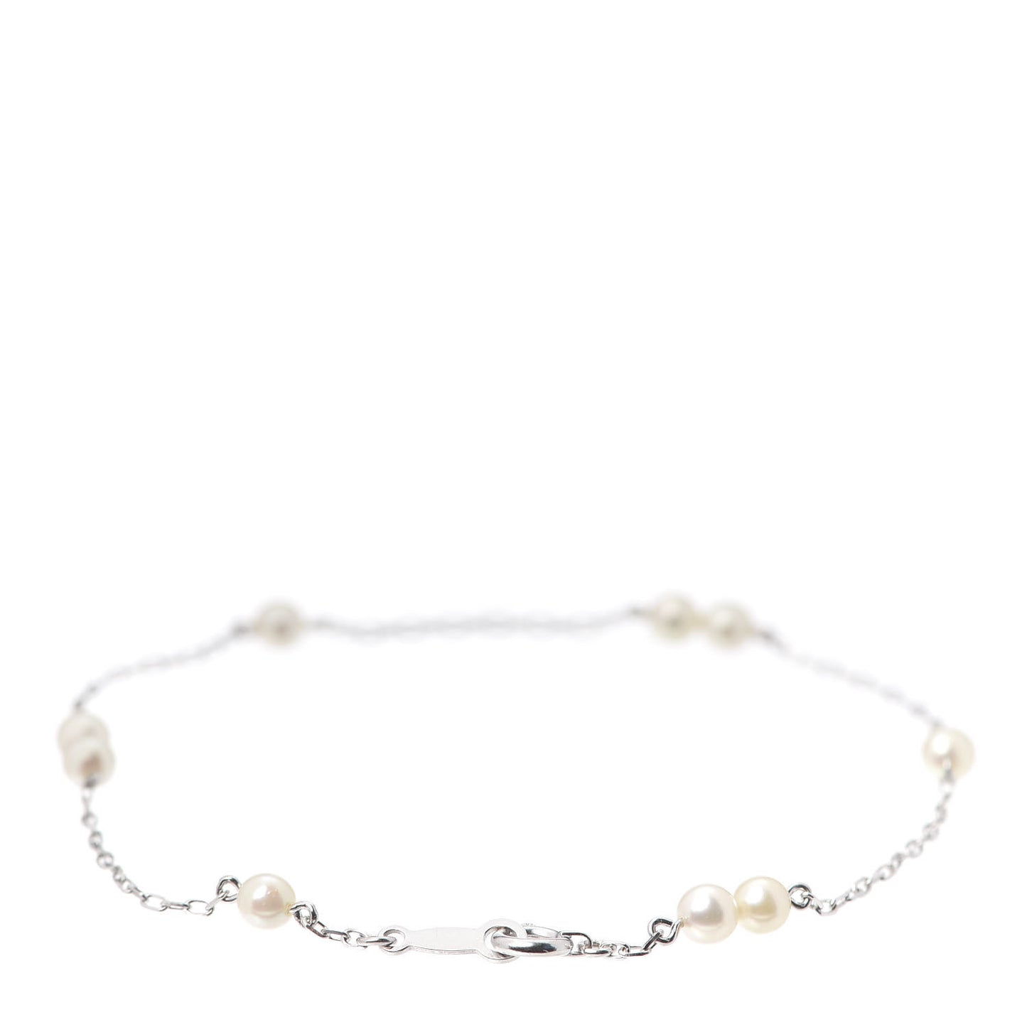 18K White Gold Akoya Pearl 3.5-4mm Station Bracelet