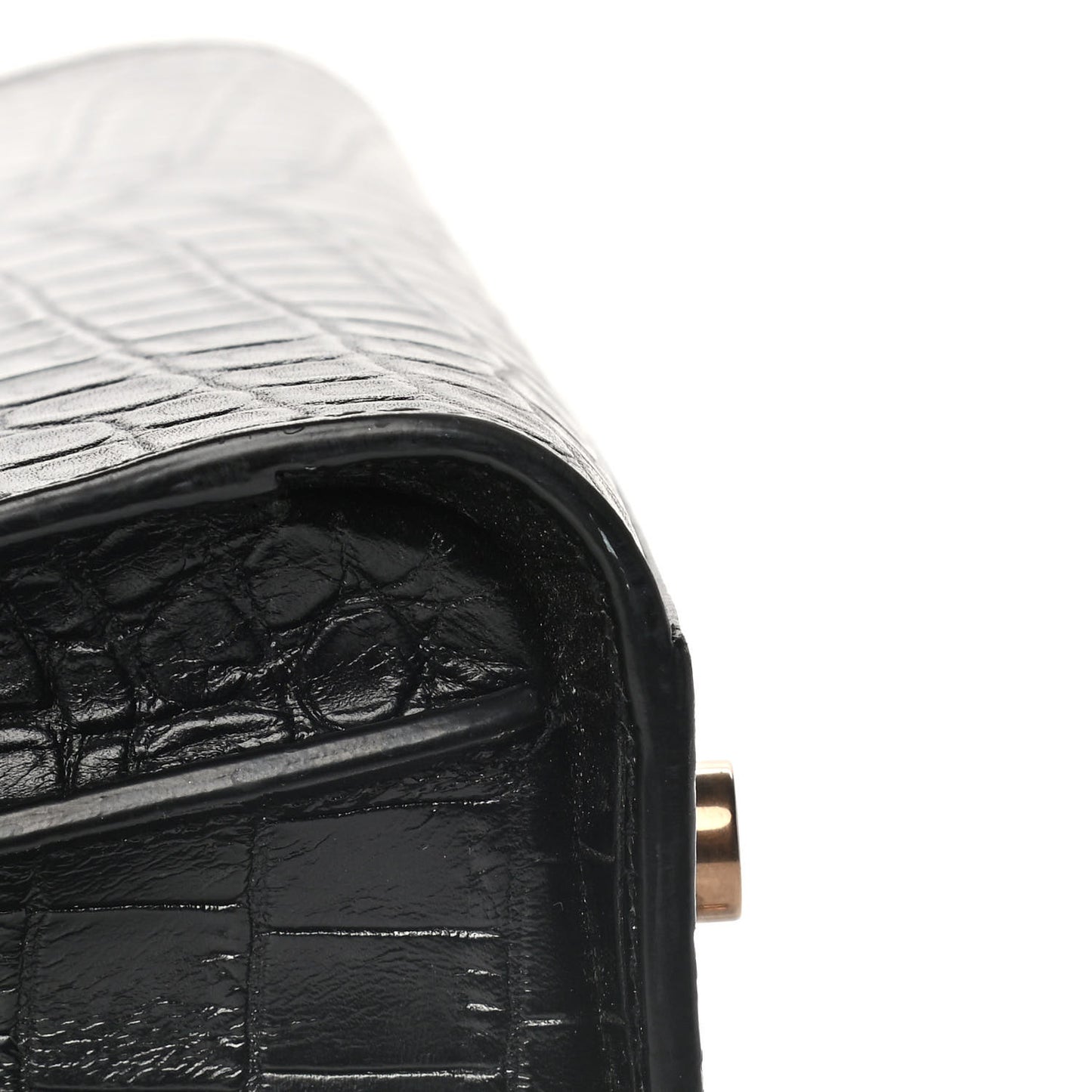 Calfskin Crocodile Embossed Baby Sac De Jour Black