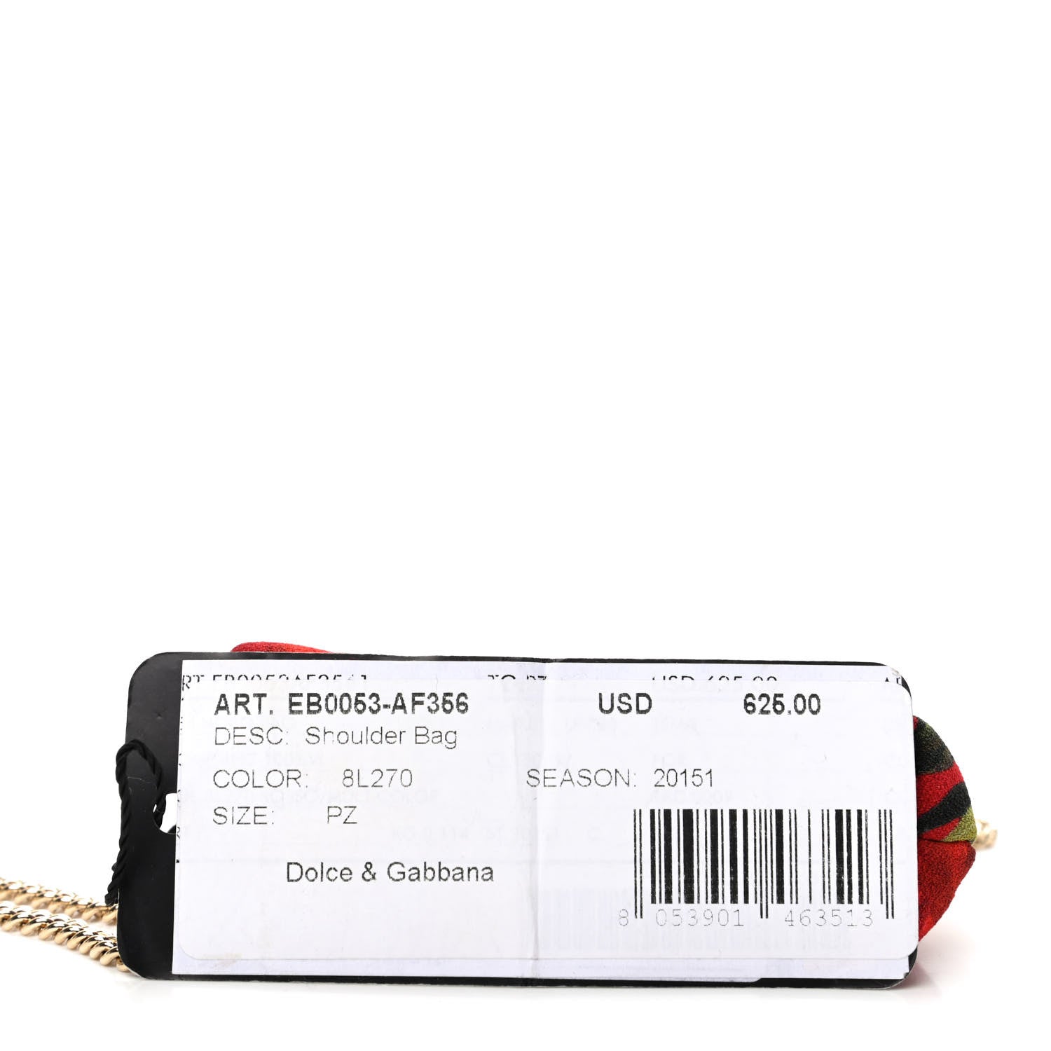 Dolce & Gabbana Fabric Printed Crystal Kiss Lock Chain Crossbody Red 7 of 9