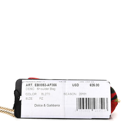Dolce & Gabbana Fabric Printed Crystal Kiss Lock Chain Crossbody Red 7 of 9