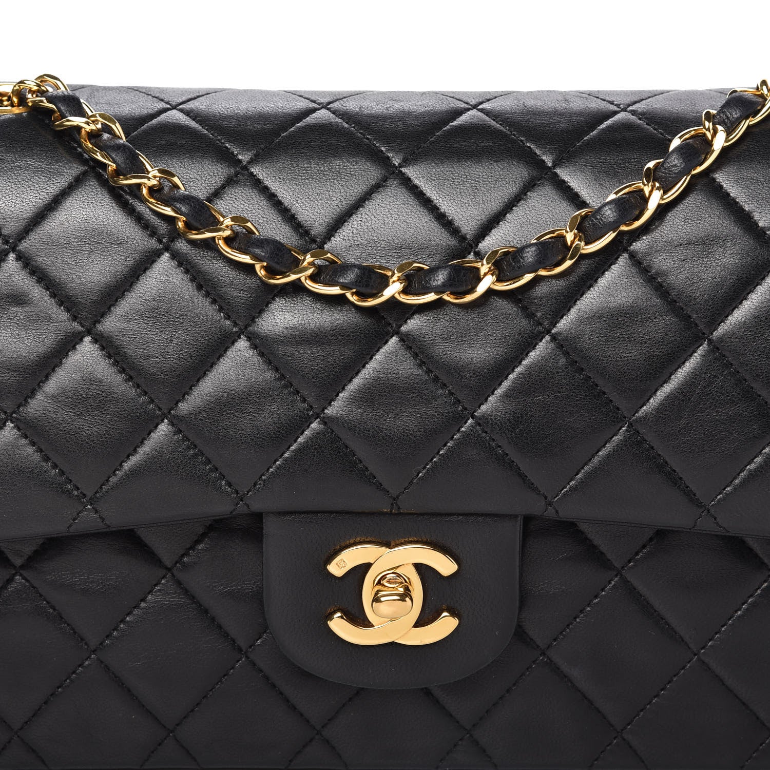 Chanel Lambskin Quilted Medium Double Flap Black 11 of 12