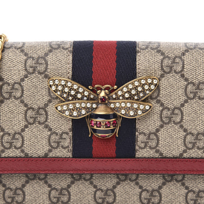 Gucci GG Supreme Monogram Web Queen Margaret Chain Wallet Red 8 of 9