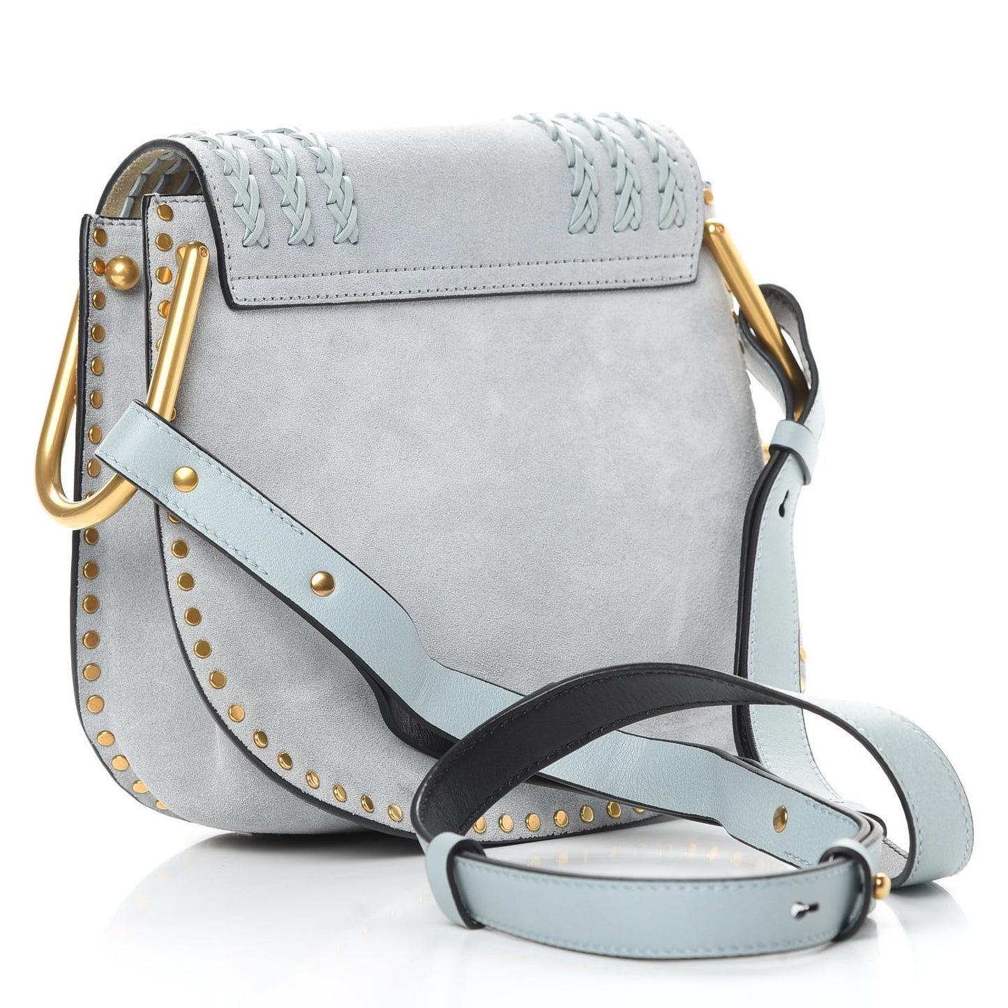 Suede Calfskin Braided Small Hudson Shoulder Bag Fresh Blue