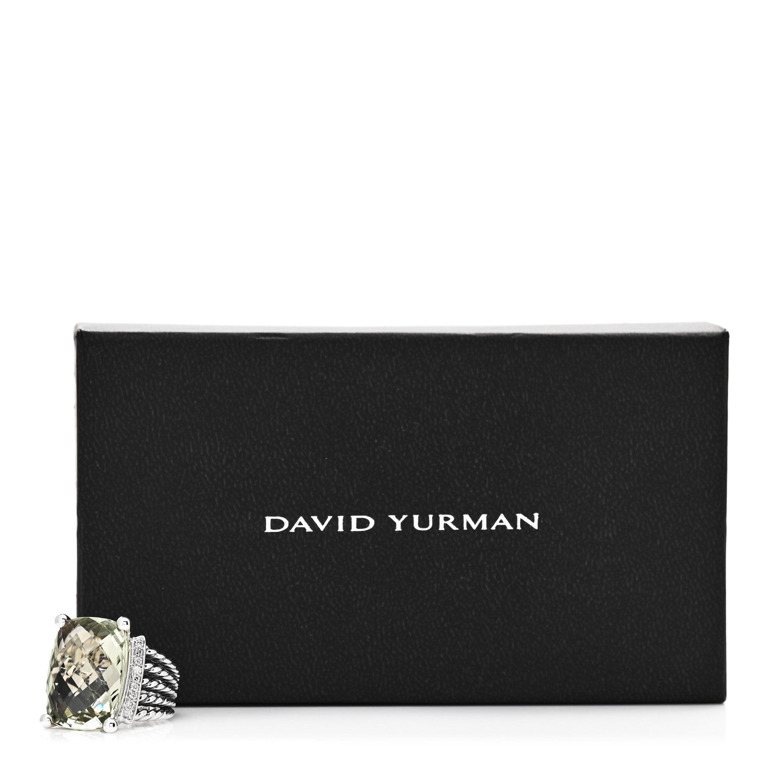 David Yurman Sterling Silver Diamond Prasiolite 20mm Wheaton Ring 53 6.5 6 of 6