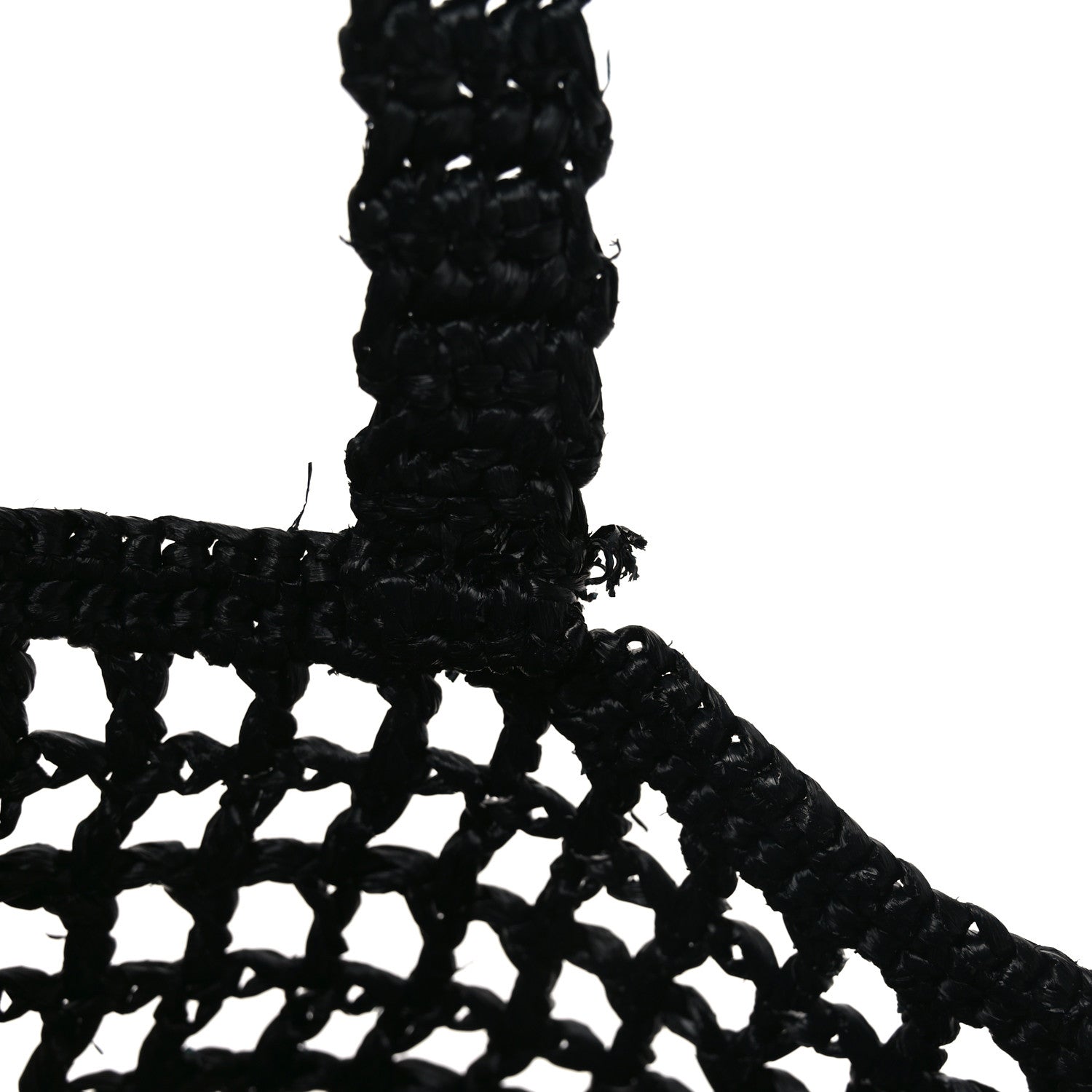 Prada Yarn Raffia Effect Crochet Logo Embroidered Tote Bag Black 10 of 10