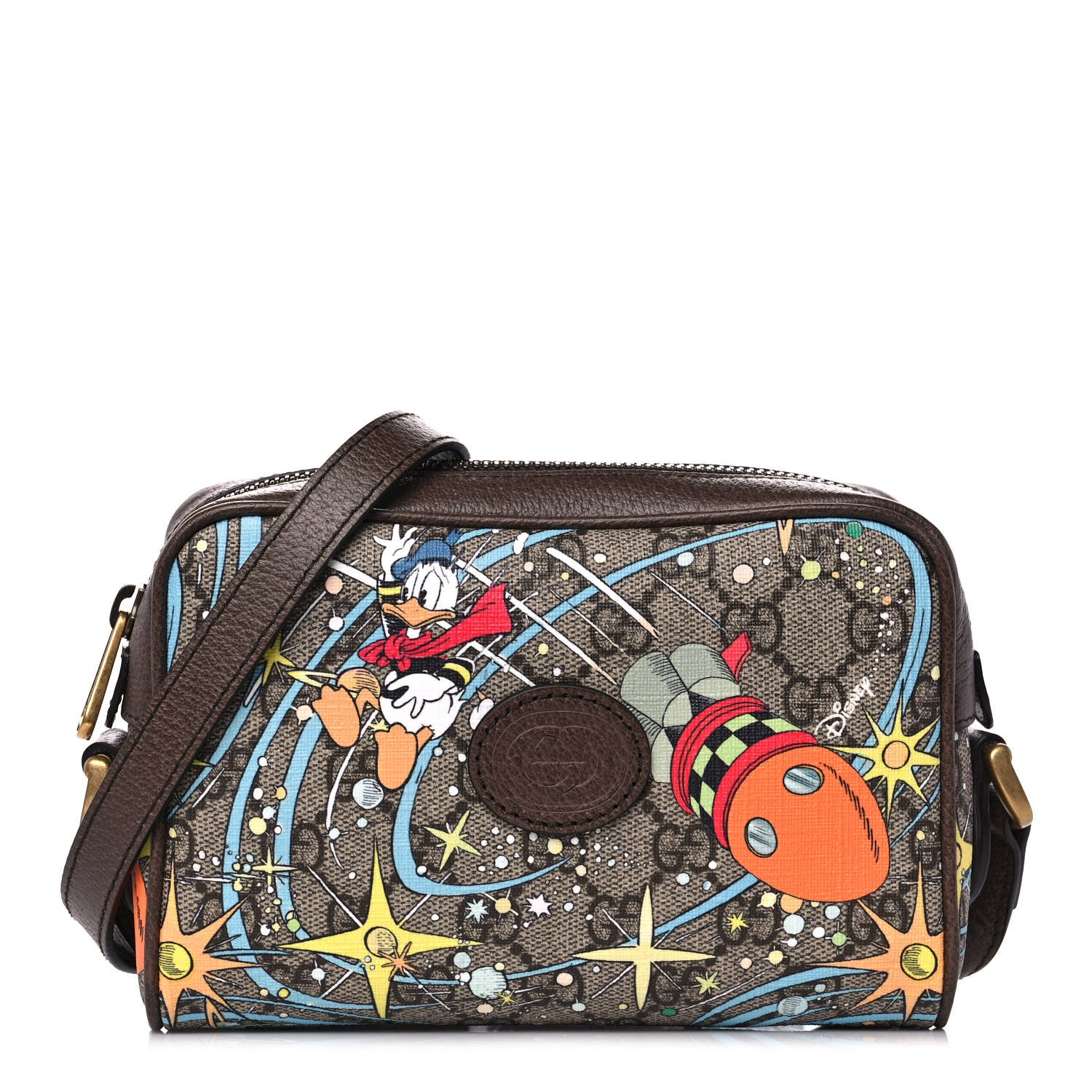 Gucci X DISNEY GG Supreme Monogram Donald Duck Interlocking G Shoulder Bag Beige Multicolor New Acero 1 of 10