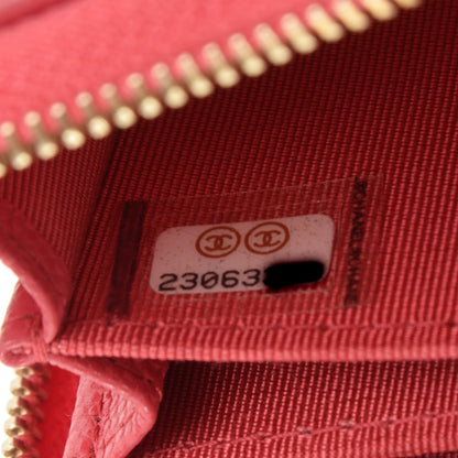 Chanel Caviar Quilted Zip Around Coin Purse Wallet Dark Pink 7 of 7