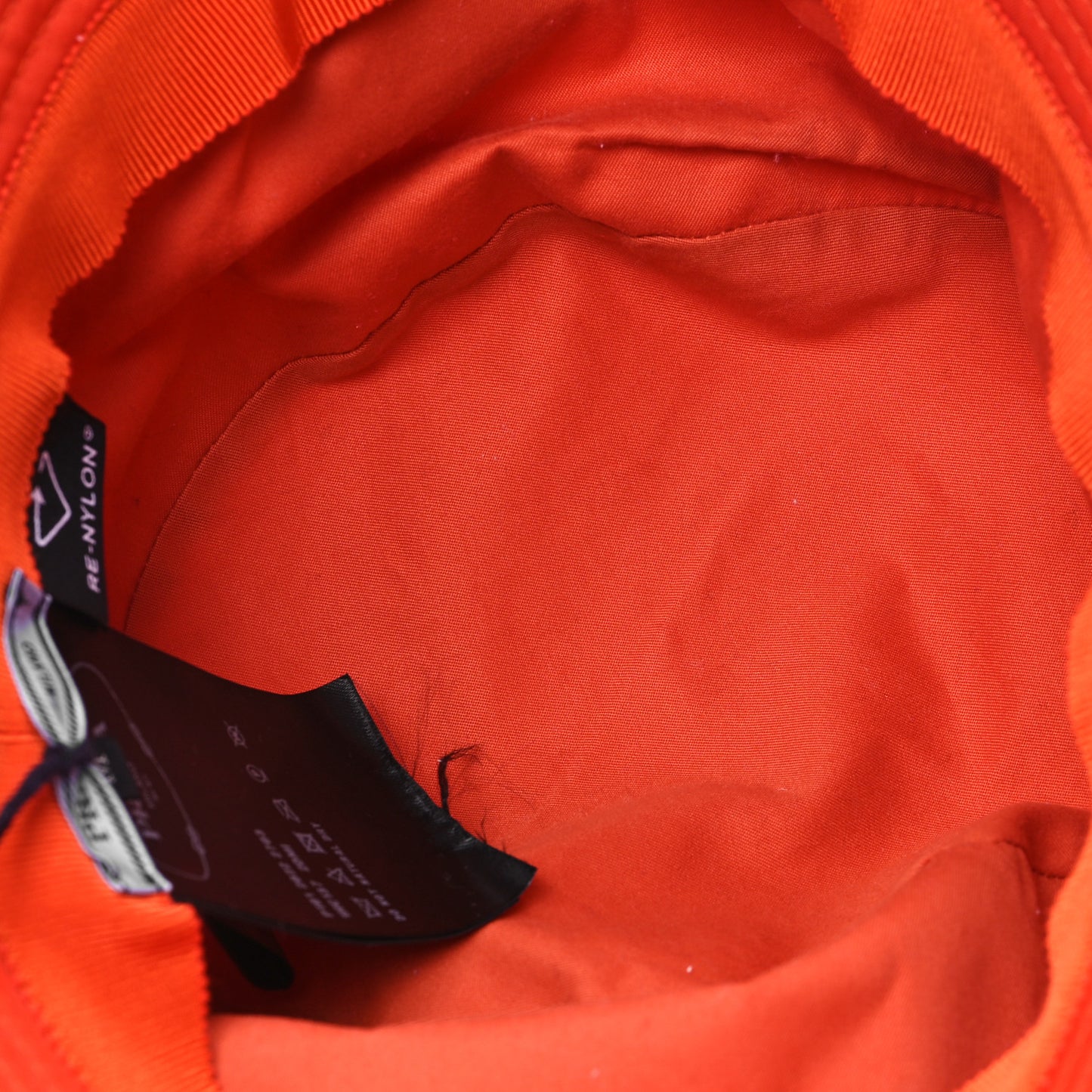 Re-Nylon Metal Triangle Logo Womens Bucket Hat M Arancio