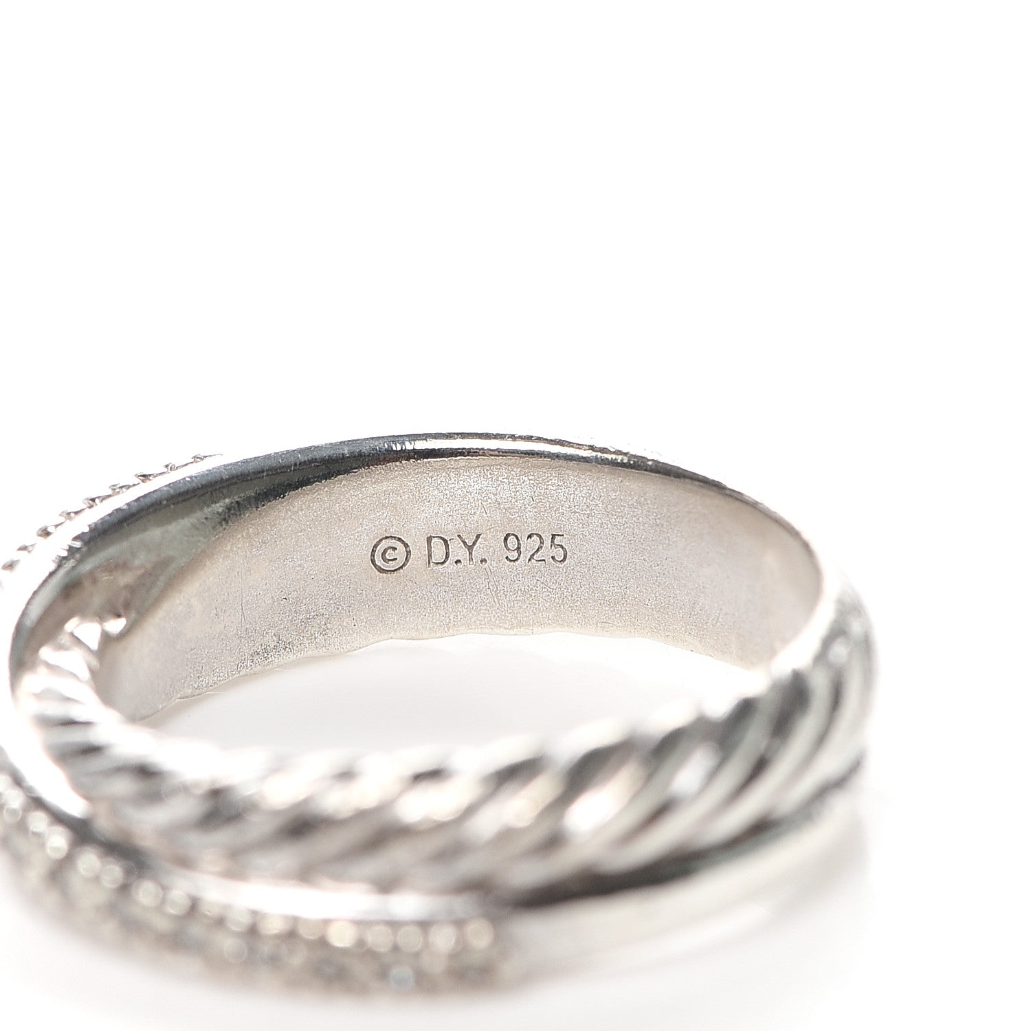 David Yurman Sterling Silver Diamond 5mm Crossover Ring 52 6 4 of 4