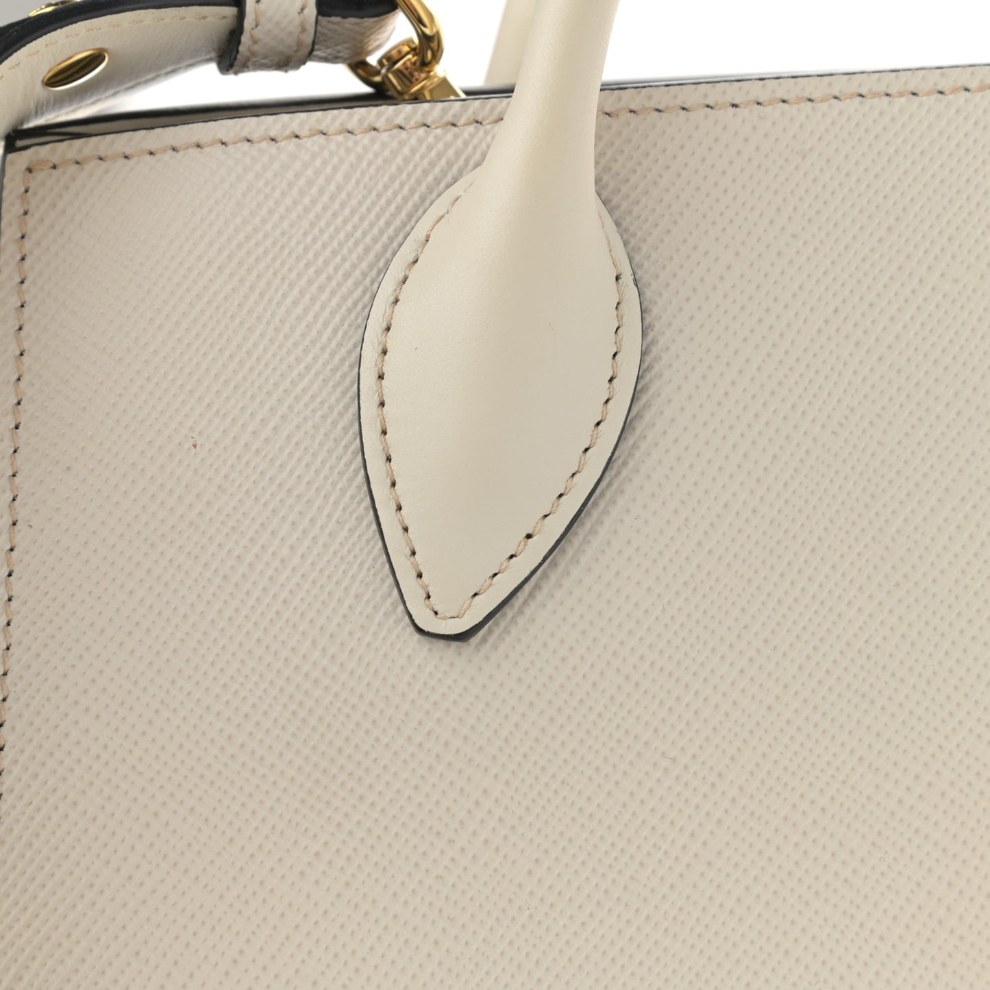 Saffiano Cuir Calfskin Large Monochrome Top Handle Tote White