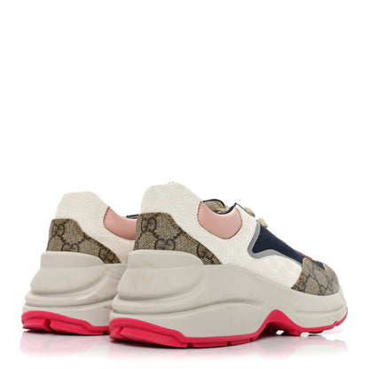 Gucci GG Supreme Monogram Mix Monogram Womens Rhyton Sneakers 39.5 London Blue Beige Pale Pink 4 of 8