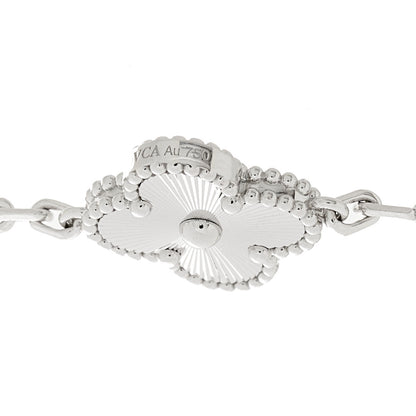 Van Cleef & Arpels 18K White Gold 5 Motifs Guilloche Vintage Alhambra Bracelet 3 of 3