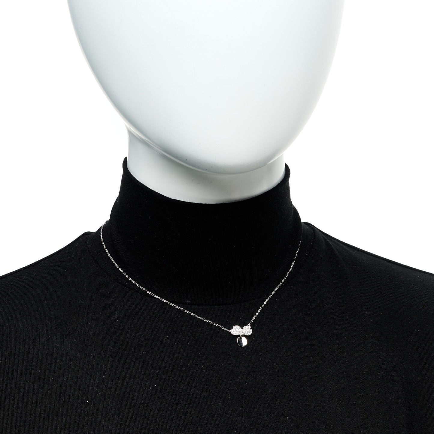 Platinum Diamond .17ctw Small Paper Flowers Pendant Necklace
