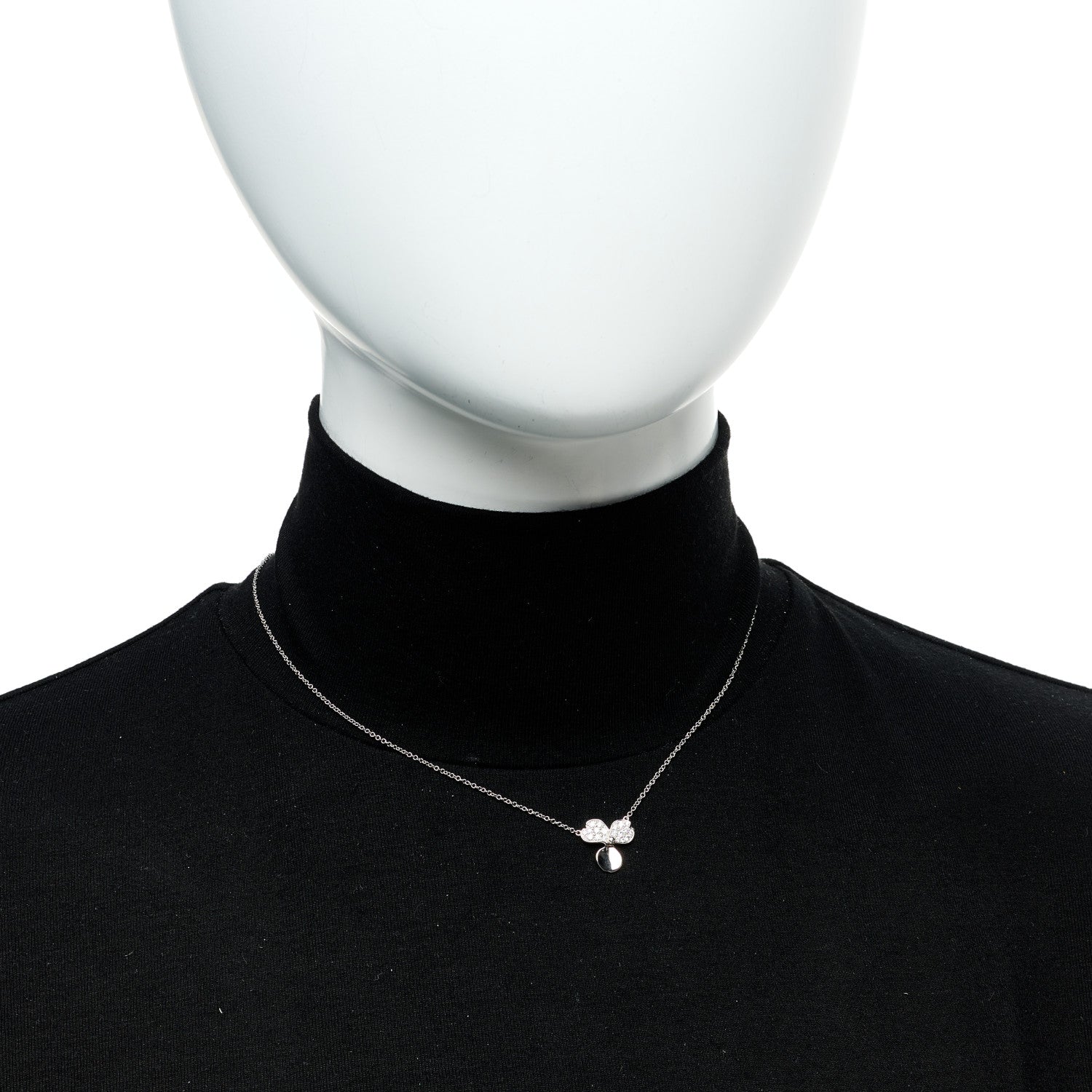Tiffany Platinum Diamond .17ctw Small Paper Flowers Pendant Necklace 2 of 6