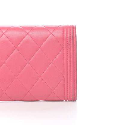 Chanel Lambskin Quilted Boy Flap Wallet Pink 11 of 12