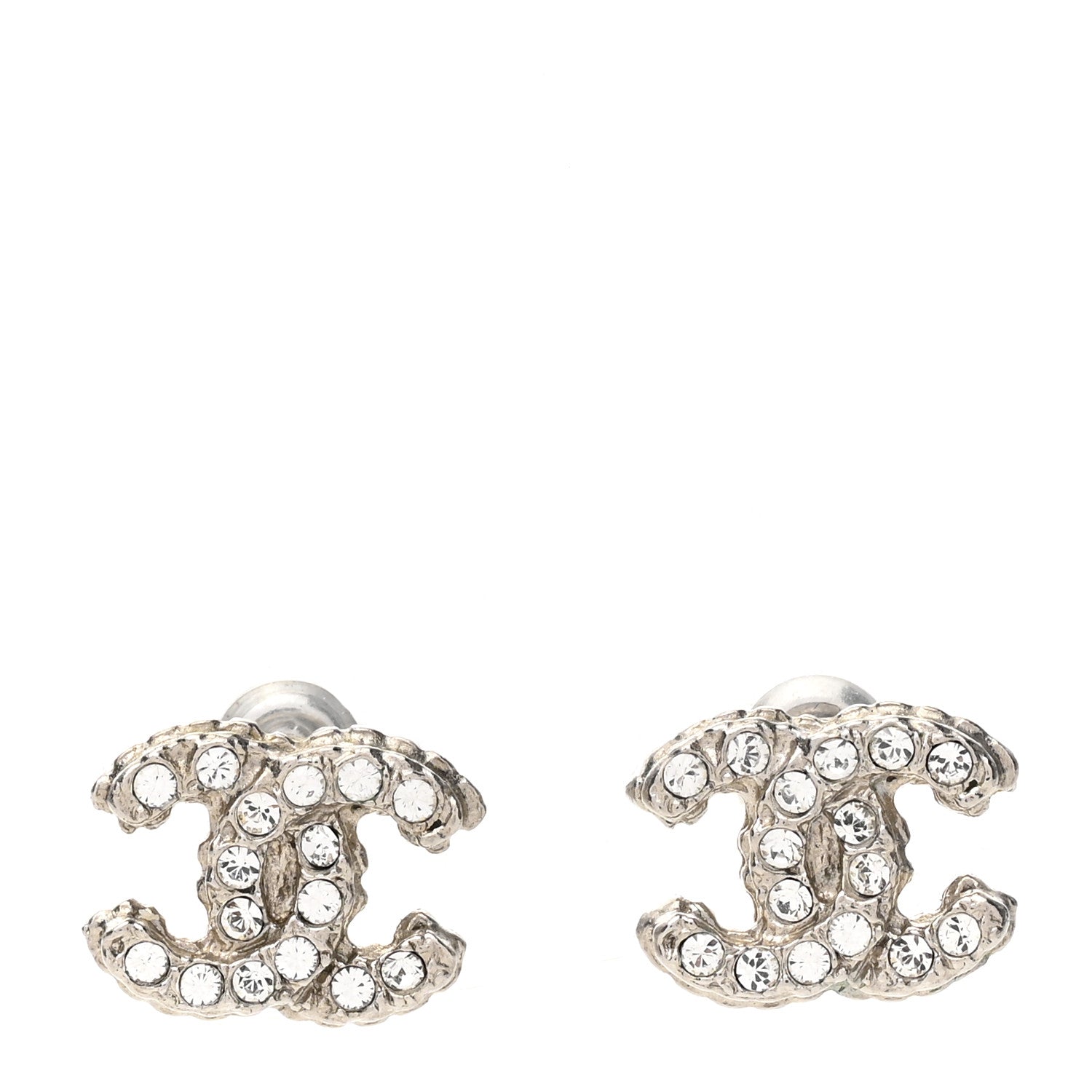 Chanel Crystal CC Earrings Silver 1 of 4