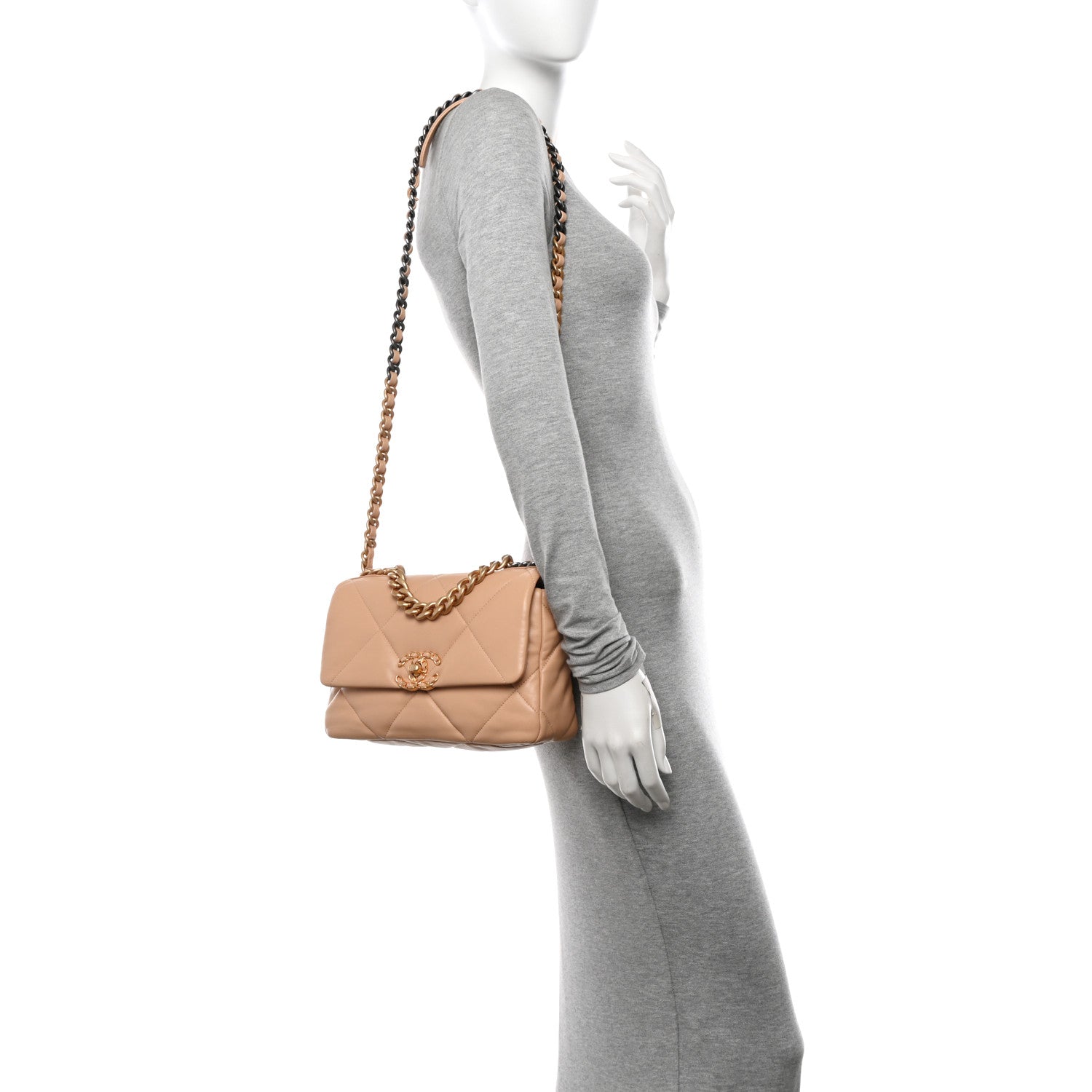 Chanel Lambskin Quilted Medium Chanel 19 Flap Beige 2 of 11