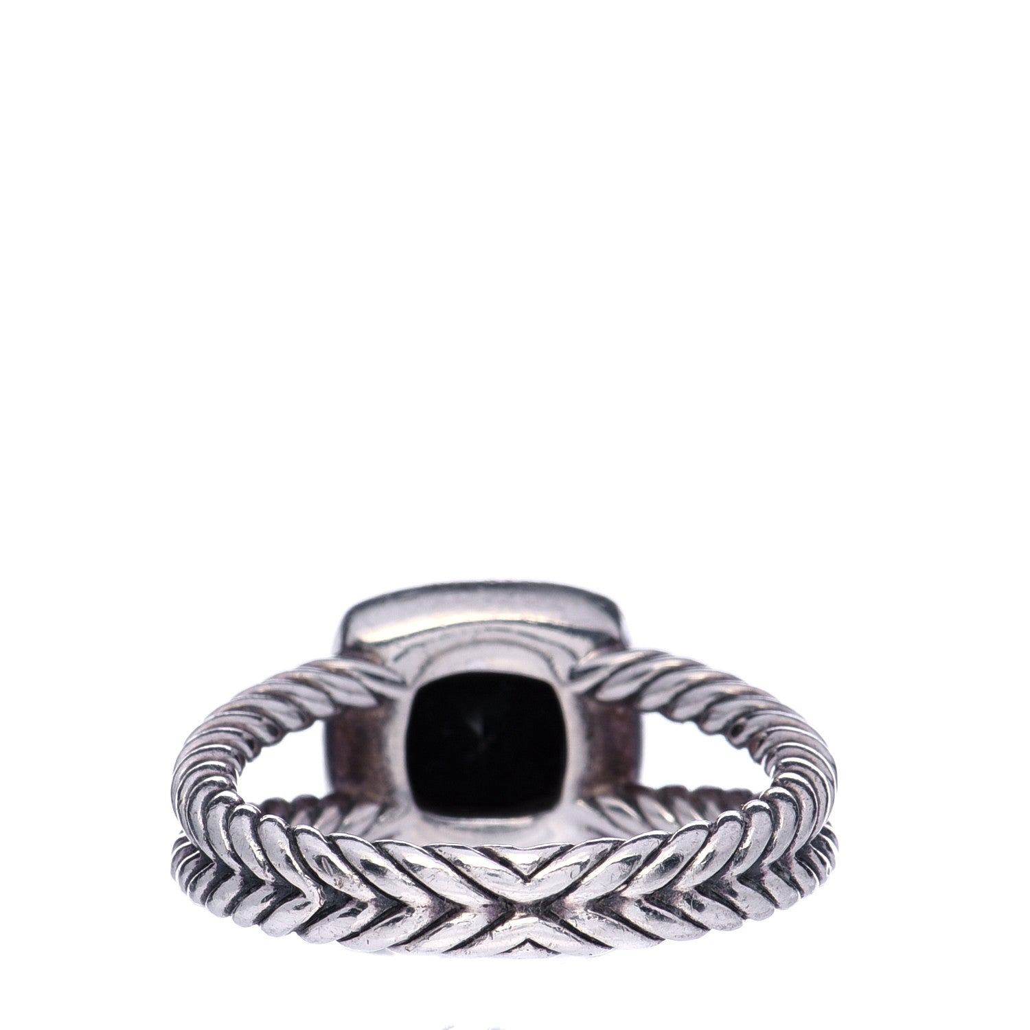 David Yurman Sterling Silver Diamond Black Onyx 7mm Petite Albion Ring 57 8 3 of 5