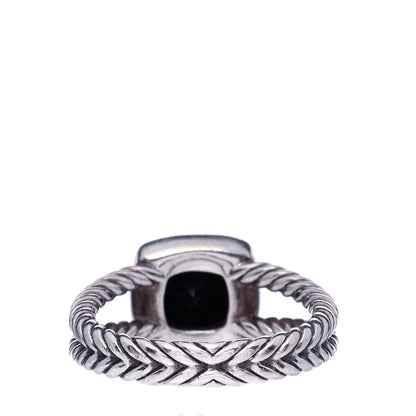 David Yurman Sterling Silver Diamond Black Onyx 7mm Petite Albion Ring 57 8 3 of 5