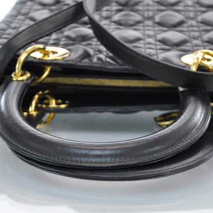 Christian Dior Lambskin Cannage Medium Lady Dior Black 9 of 9