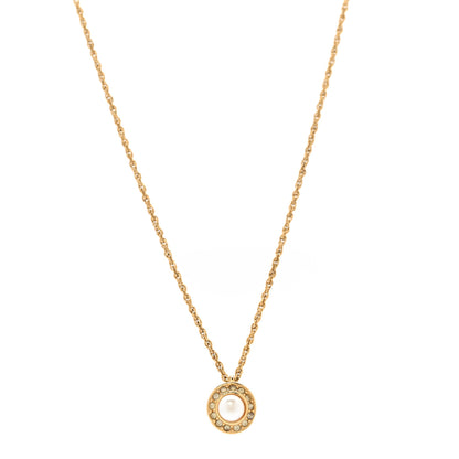 Christian Dior Crystal Pearl Pendant Necklace Gold 1 of 5