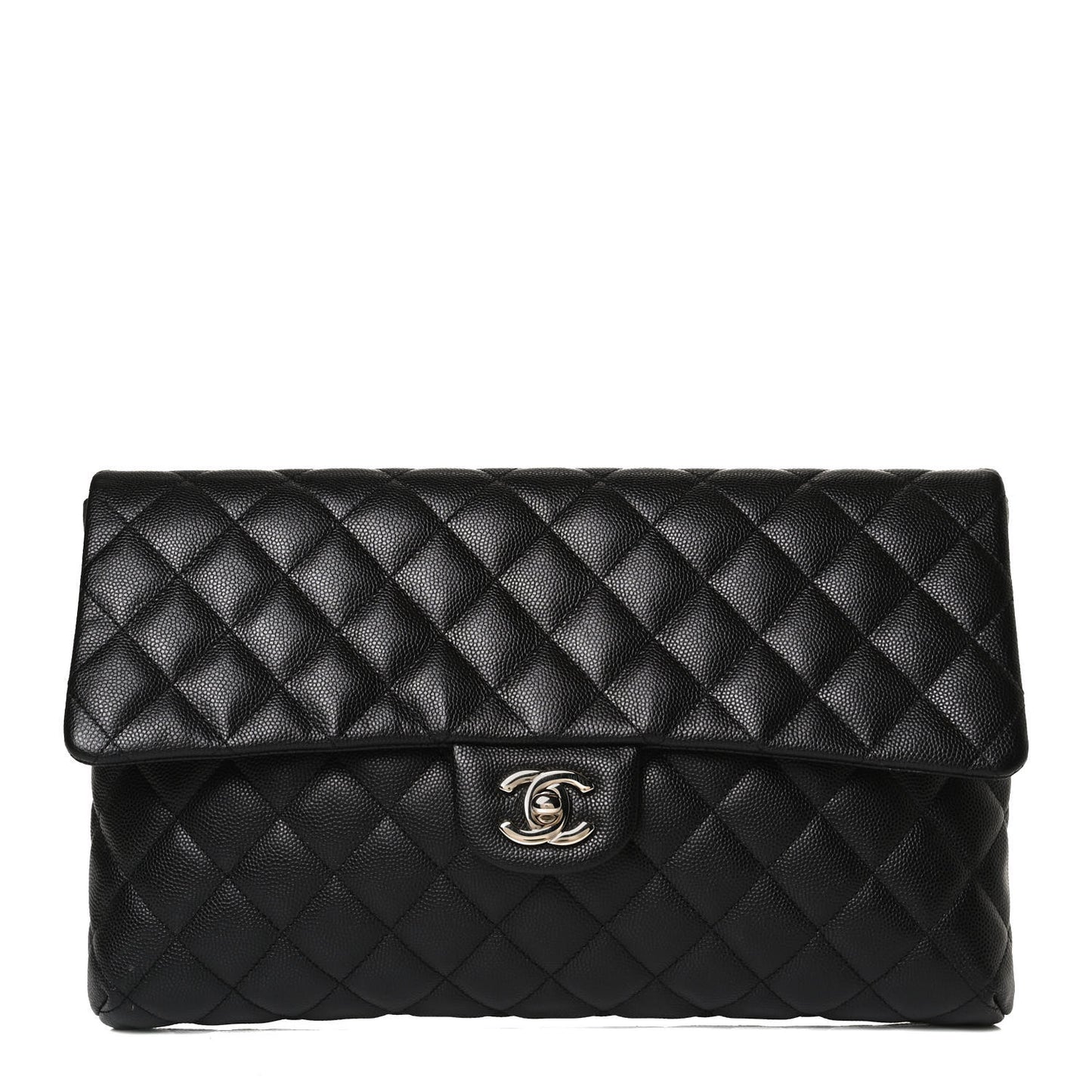 Caviar Quilted Flap Clutch Black
