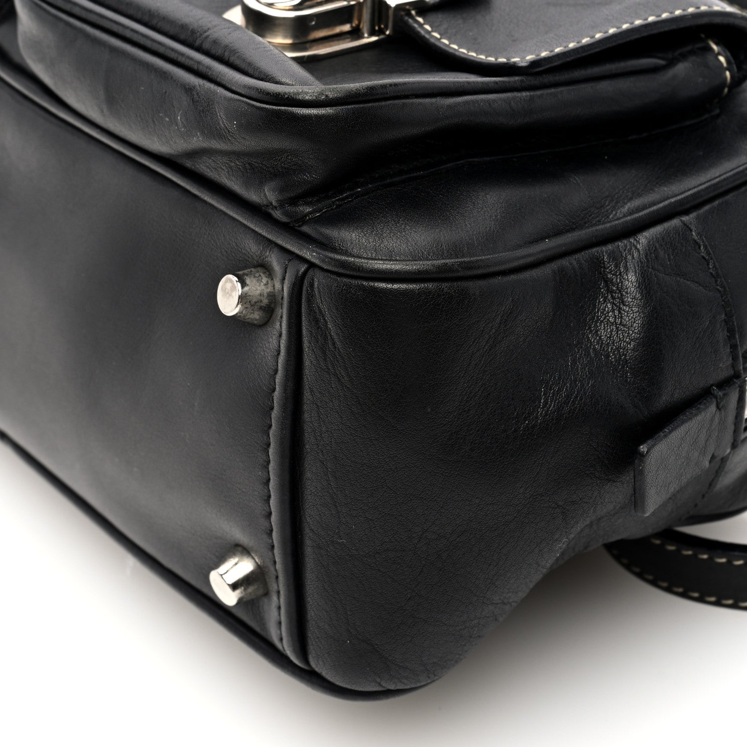 Prada Vitello Heavy Push Lock Pocket Shoulder Bag Black 9 of 9