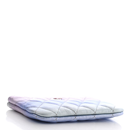 Chanel Gradient Metallic Calfskin Quilted Small Cosmetic Pouch Silver Blue Yellow Purple 4 of 8