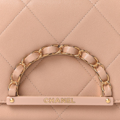 Chanel Caviar Quilted Woven Chain Handle Flap Clutch Beige 8 of 11