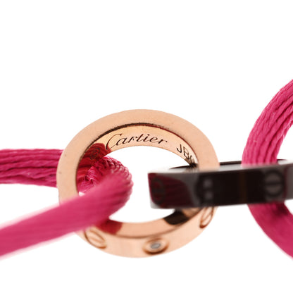 Cartier 18K Pink Gold Ceramic 4 Diamond LOVE Cord Bracelet Hot Pink 3 of 3