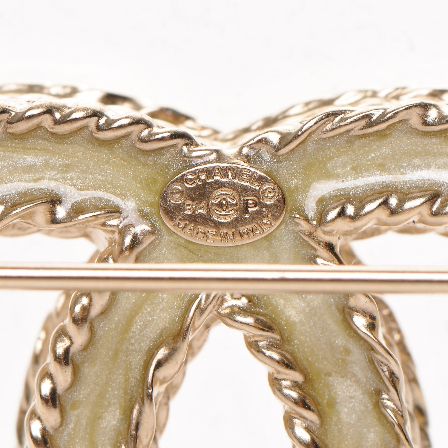 Chanel Crystal CC Brooch Light Gold 4 of 4