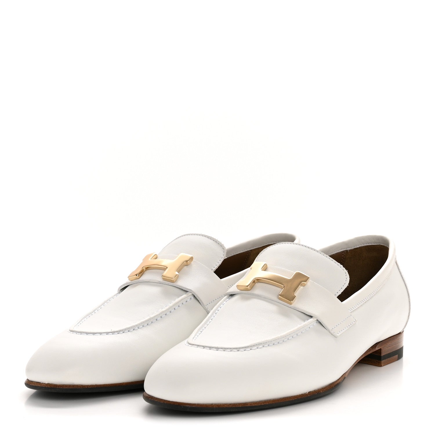 Hermes Calfskin Womens Paris Loafers 37 White 4 of 10