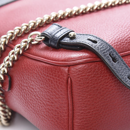 Gucci Pebbled Calfskin Bi-Color Soho Chain Backpack Red Navy 11 of 14