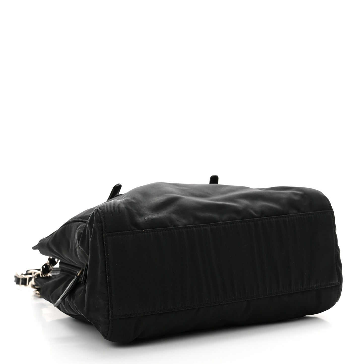 Tessuto Nylon Acciaio Chain Shoulder Bag Black
