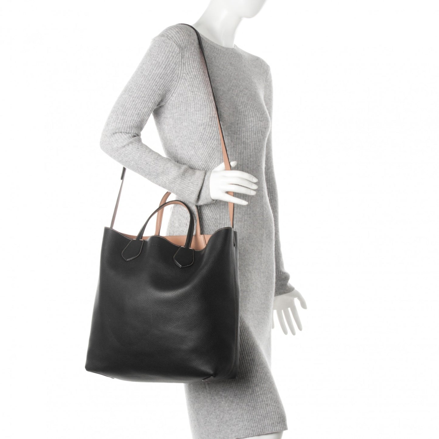 Cellarius Calfskin Bi-Color Medium Ramble Reversible Tote Black Camelia