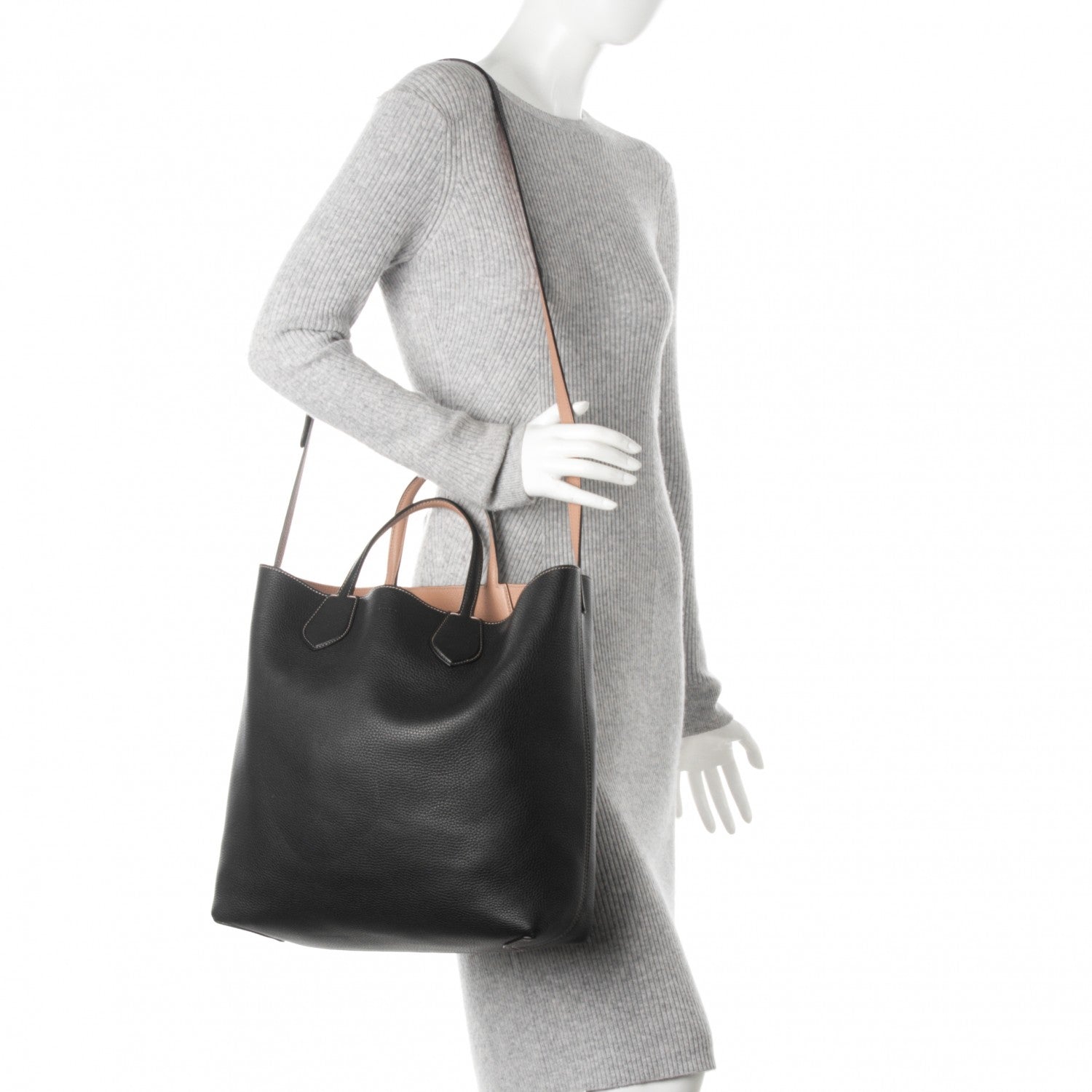 Gucci Cellarius Calfskin Bi-Color Medium Ramble Reversible Tote Black Camelia 2 of 21