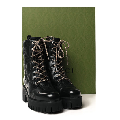 Gucci Cordovan Lux Nappa GG Matelasse Lace Up 60mm Combat Boots 40 Black 9 of 9