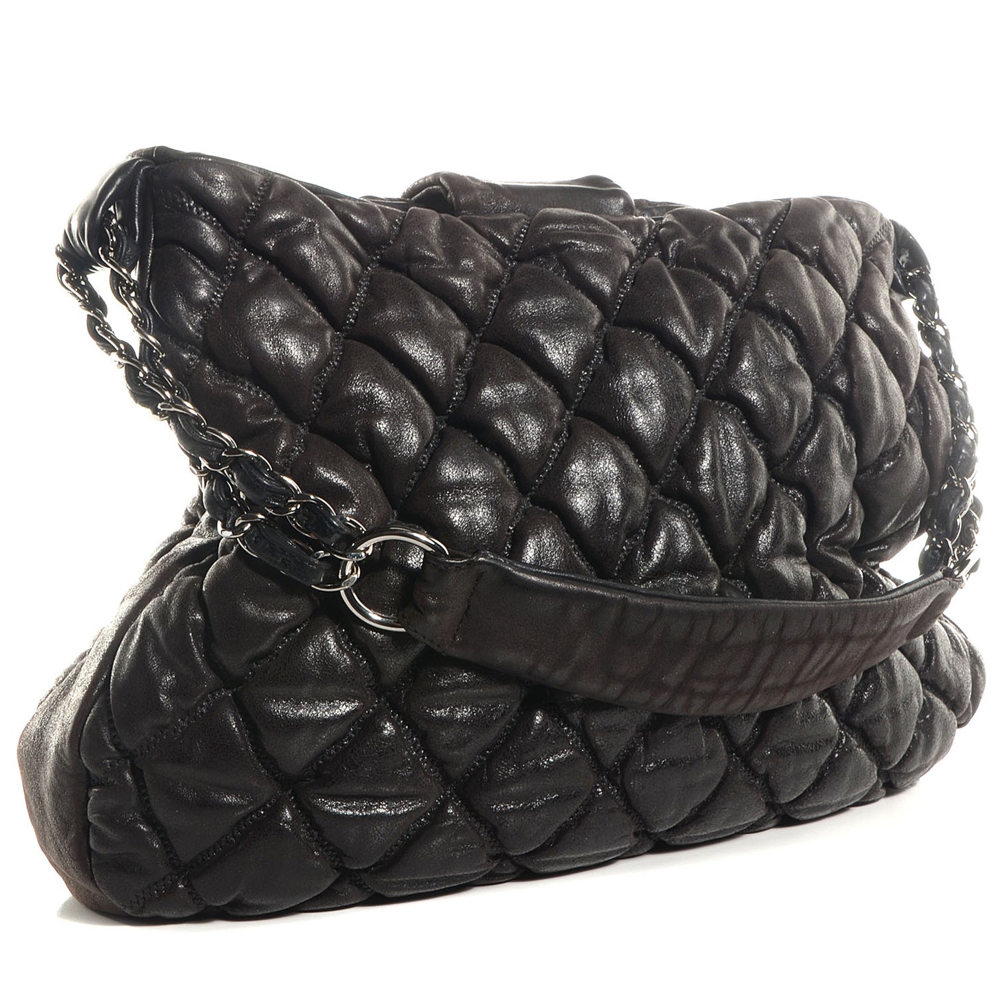 Calfskin Bubble Quilt Hobo Brown