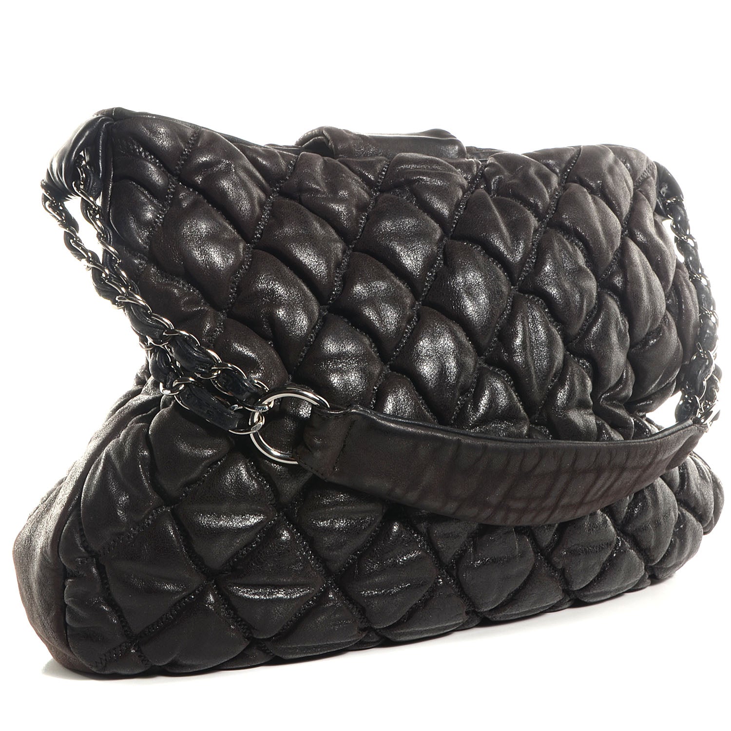 Chanel Calfskin Bubble Quilt Hobo Brown 3 of 7