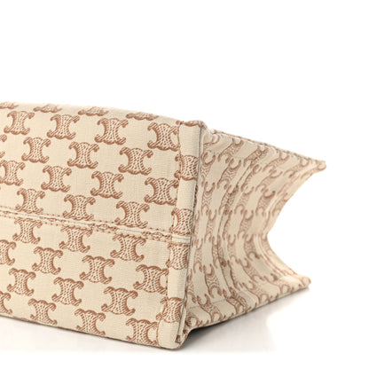 Celine Canvas Calfskin Triomphe Print Small Cabas Thais White 9 of 9