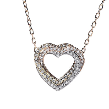 Cartier 18K Pink Yellow White Gold Diamond Trinity Heart Paved Pendant Necklace 6 of 7
